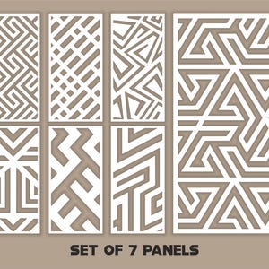 Geometrische Muster Panel Vorlagen SVG Set #72. 7 Vektordateien zum Laserschneiden. Raumteiler SVG. Dekorplatte DXF