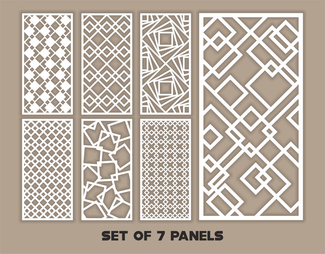 Geometric Patterns Panel Templates SVG Set #73. 7 Vector Files, for ...