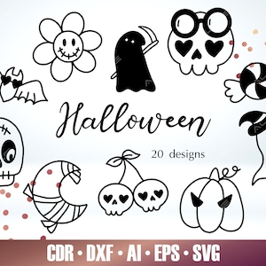 20 Halloween SVG - Skull SVG for Glowforge - Vampire Laser Cut File - Glowforge Svg - Cricut Halloween file