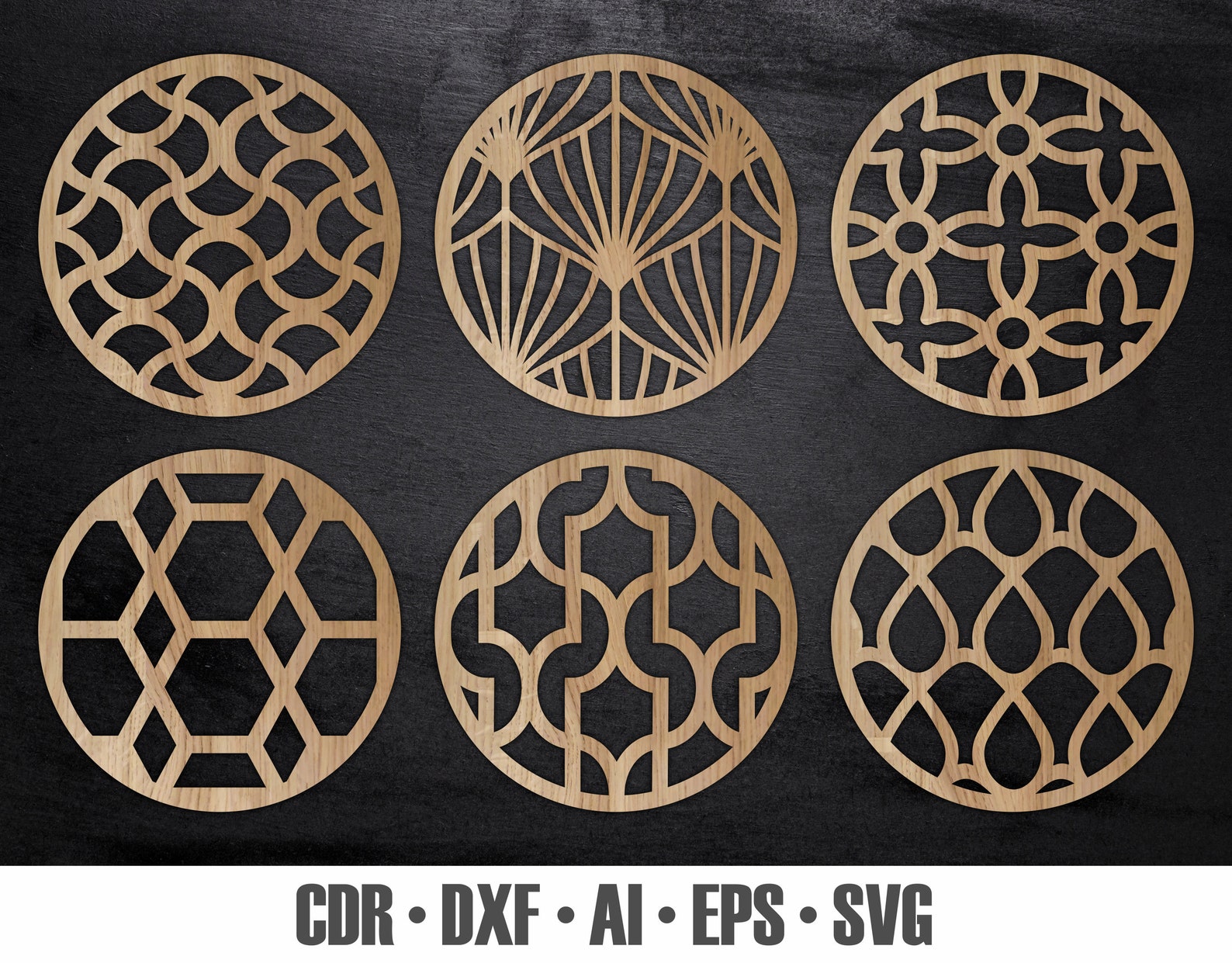 15 Wood Metal Coaster Grill Wall Decor Templates Vector Etsy