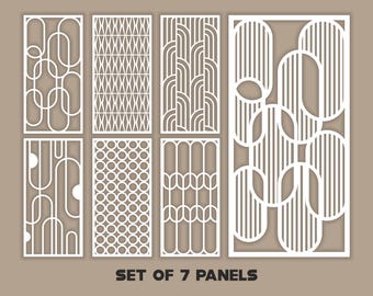 Modern Art Deco Patterns Panel Templates SVG Set #39. 7 vector laser cutting files. Art Deco Room Divider SVG. Decorative Panel DXF