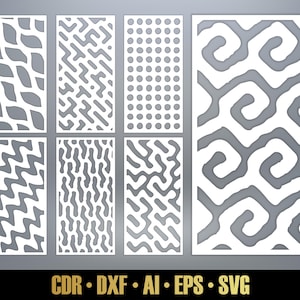 Abstract Patterns Panel Templates SVG Set #71. 7 vector files, for laser cut. Room Divider SVG. Decorative Panel DXF