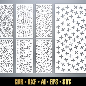 Geometric Patterns Panel Templates SVG Set #45. 7 vector files, for laser cut. Room Divider SVG. Decorative Panel DXF
