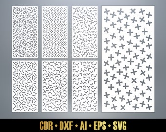 Geometric Patterns Panel Templates SVG Set #45. 7 vector files, for laser cut. Room Divider SVG. Decorative Panel DXF