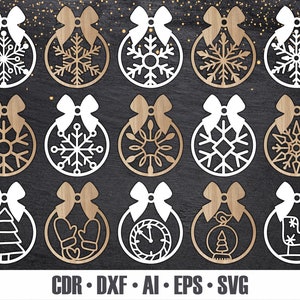 15 HANDGEZEICHNETER Weihnachtsschmuck SVG. Laser Cut Christbaumschmuck. Urlaub Dekor. Holzornamente