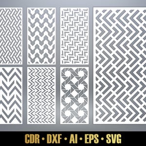 Geometric Patterns Panel Templates SVG Set #70. 7 vector files, for laser cut. Room Divider SVG. Decorative Panel DXF