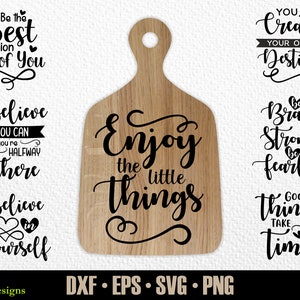 Paquete de 12 SVG de motivación, diseño de tabla de cortar SVG, cita de cocina SVG, SVG divertido de cocina, letrero de cocina SVG, letrero Glowforge