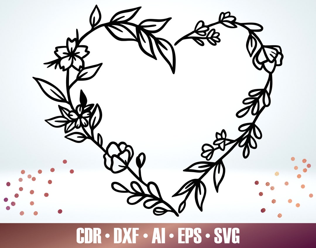 Floral Heart SVG - Flowers SVG - Floral SVG Heart for Glowforge ...