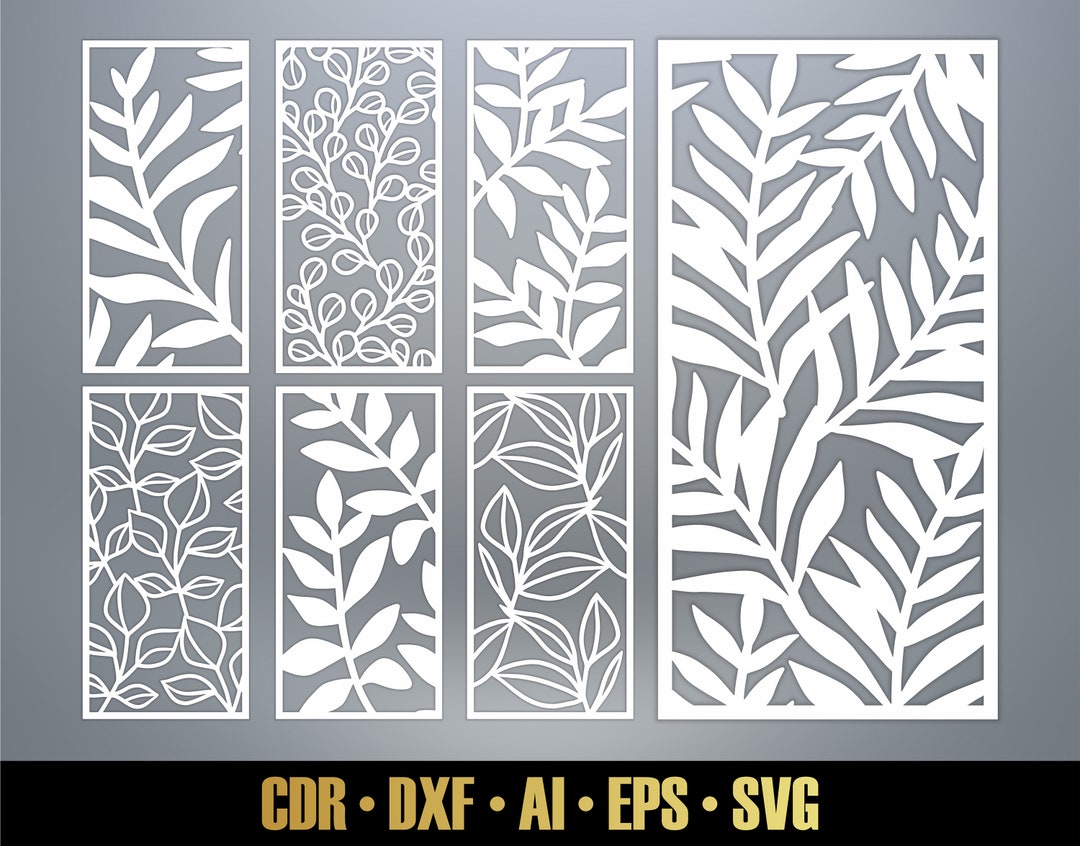 Floral Patterns Panel Templates SVG Set #34. 7 Vector Laser Cutting ...
