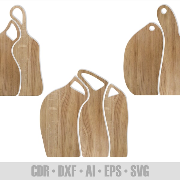 Kitchen Cutting Board Set SVG #21. Laser Cutting Files DXF. cnc Cutting Boards SVG