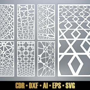 Several Distorted Patterns SVG #58. Panel Templates. 7 vector files, for laser cut. Modern Futuristic Room Divider SVG. Decorative Panel DXF