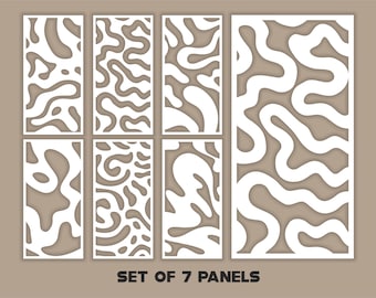 Abstract Laser Cut Panel Templates, Room Divider SVG, Decorative DXF (Set of 7)