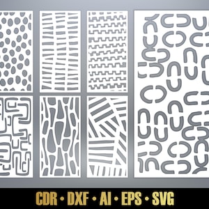 Abstract Patterns Panel Templates SVG Set #66. 7 vector files, for laser cut. Room Divider SVG. Decorative Panel DXF