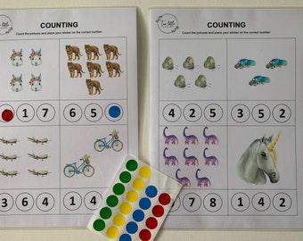 Printable Counting worksheet, learn to count, kids activities, homeschool activity