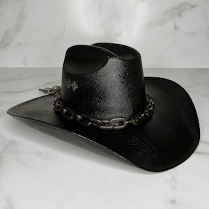 Dark Horse Black Cowboy Hat | Bachelorette Cowgirl Hat | Painted Cowboy Hat