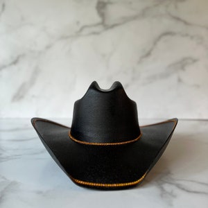 Black Game Day Rhinestone Cowboy Hat Gameday Rhinestone Cowgirl Hat Bachelorette Cowboy Hat image 3