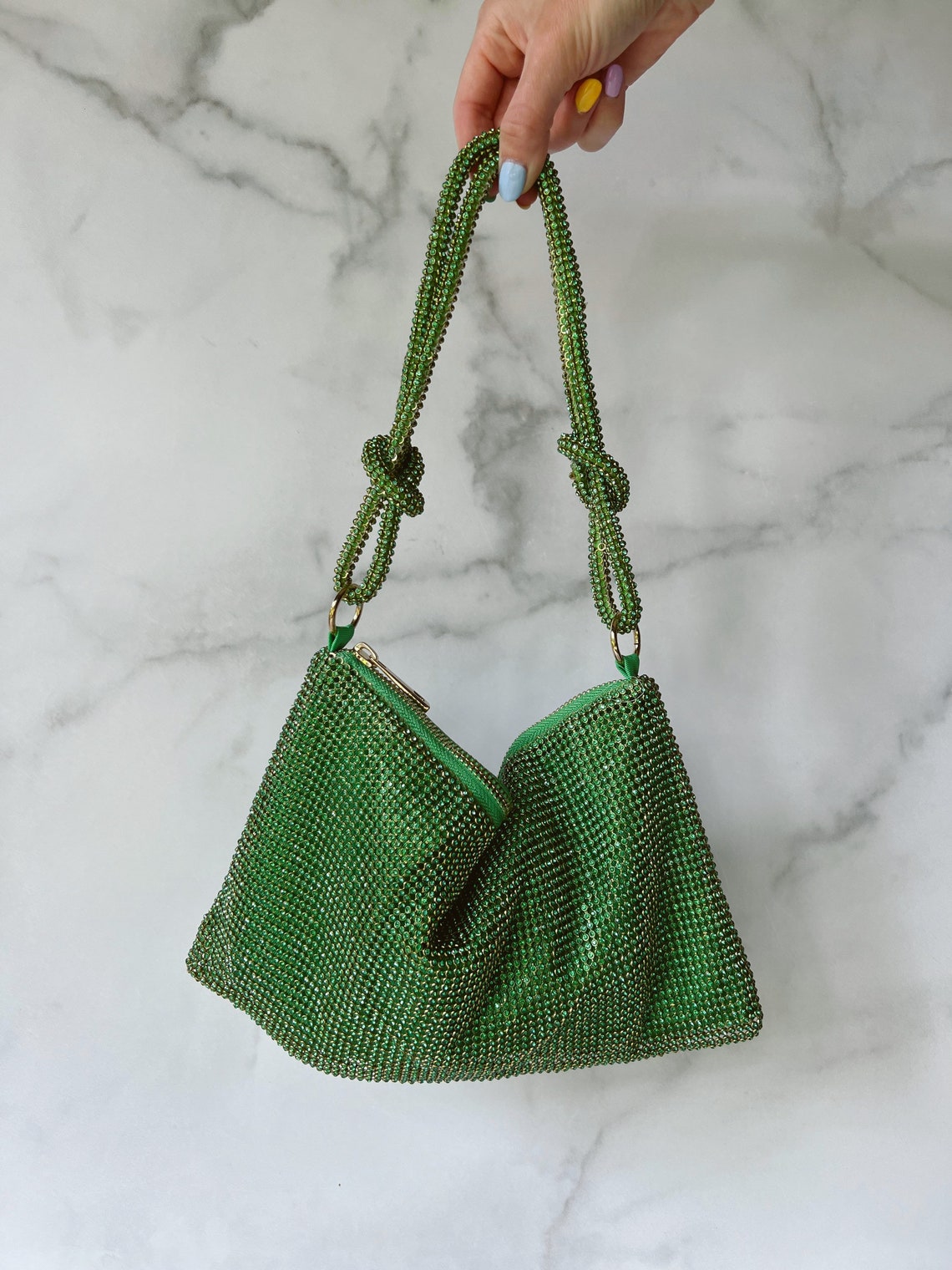 Green Knot so Average Rhinestone Evening Bag Green Crystal - Etsy
