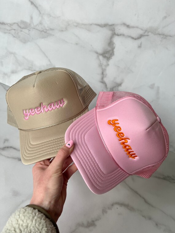 Pink Yeehaw Trucker Hat Pink Foam Patch 