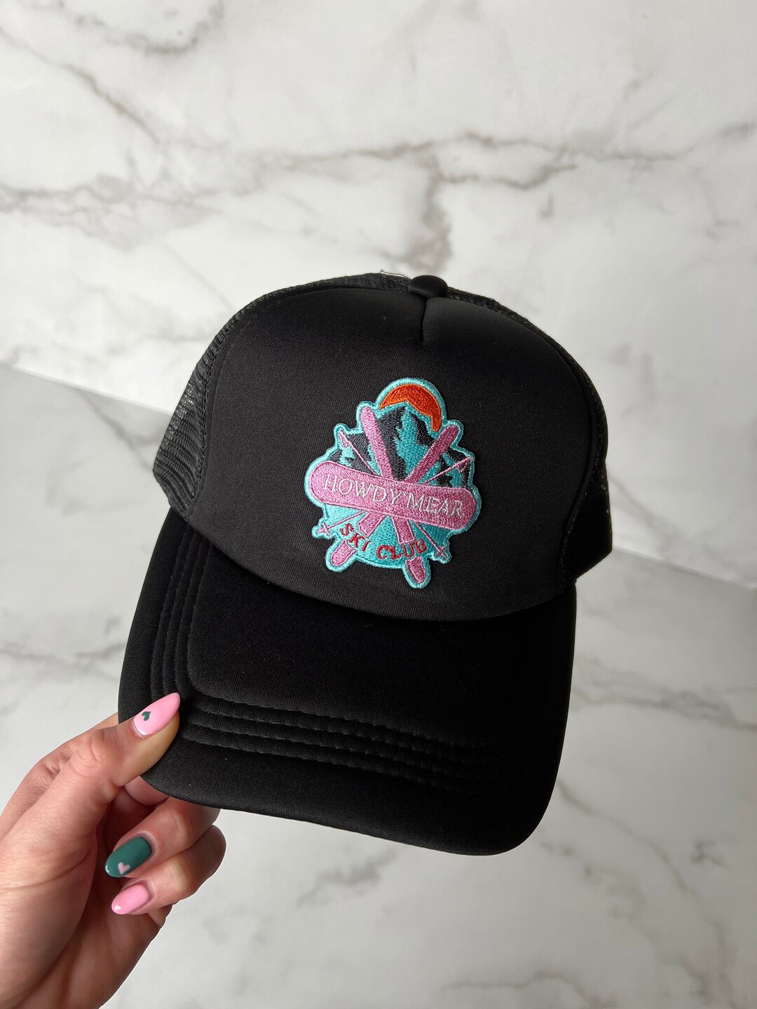Black Ski Club Trucker Hat Black Foam Patch Trucker Hat - Etsy