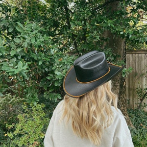 Black Game Day Rhinestone Cowboy Hat Gameday Rhinestone Cowgirl Hat Bachelorette Cowboy Hat image 2