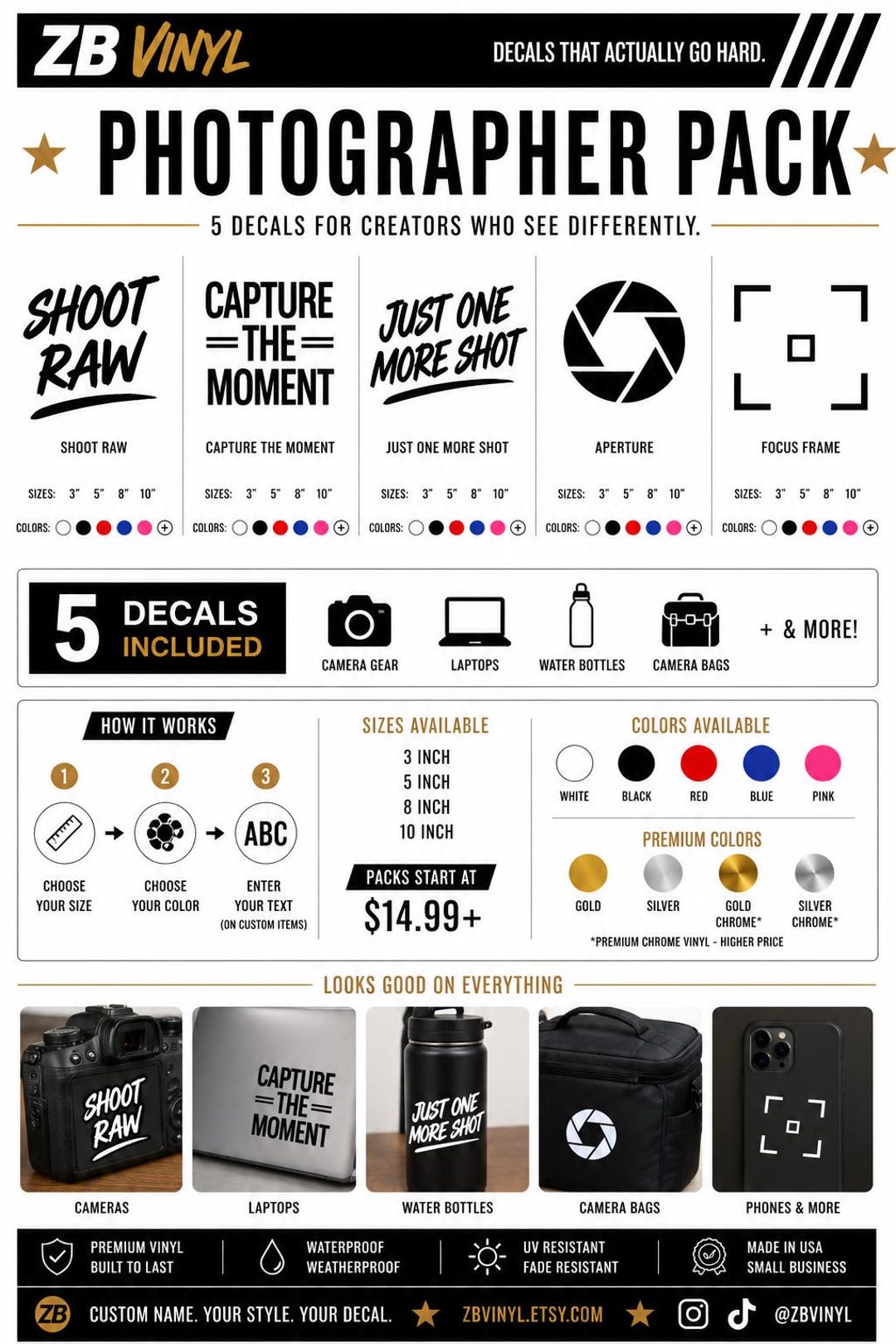Photographer Sticker Pack | Camera Decals | Shoot RAW | Camera Gear ...