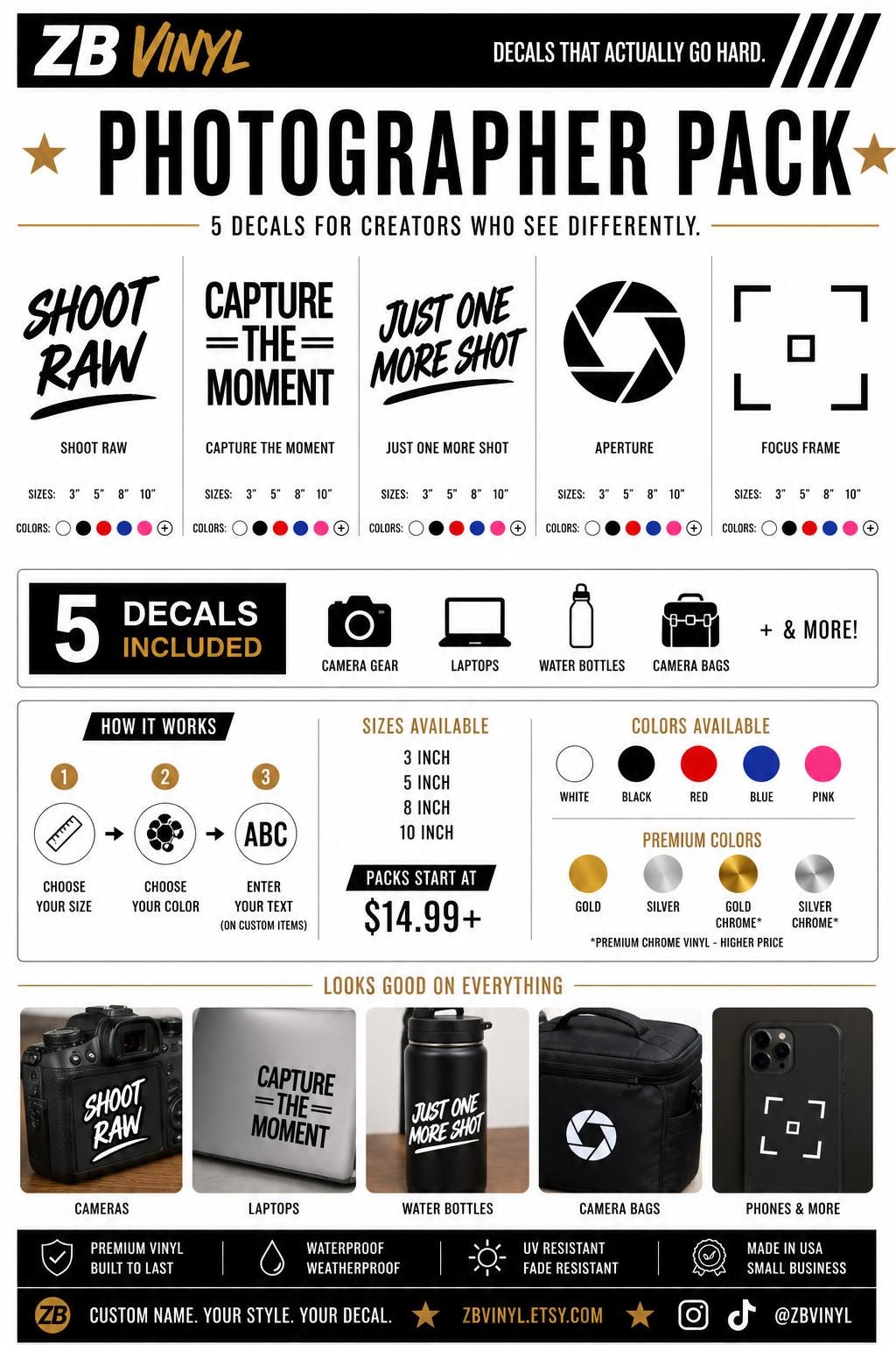 Photographer Sticker Pack | Camera Decals | Shoot RAW | Camera Gear ...