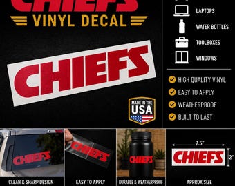 Adesivo de vinil com paródia do Kansas City Chiefs (KC), ideal para carros, laptops, copos e janelas | Boas vibrações | Adesivo engraçado