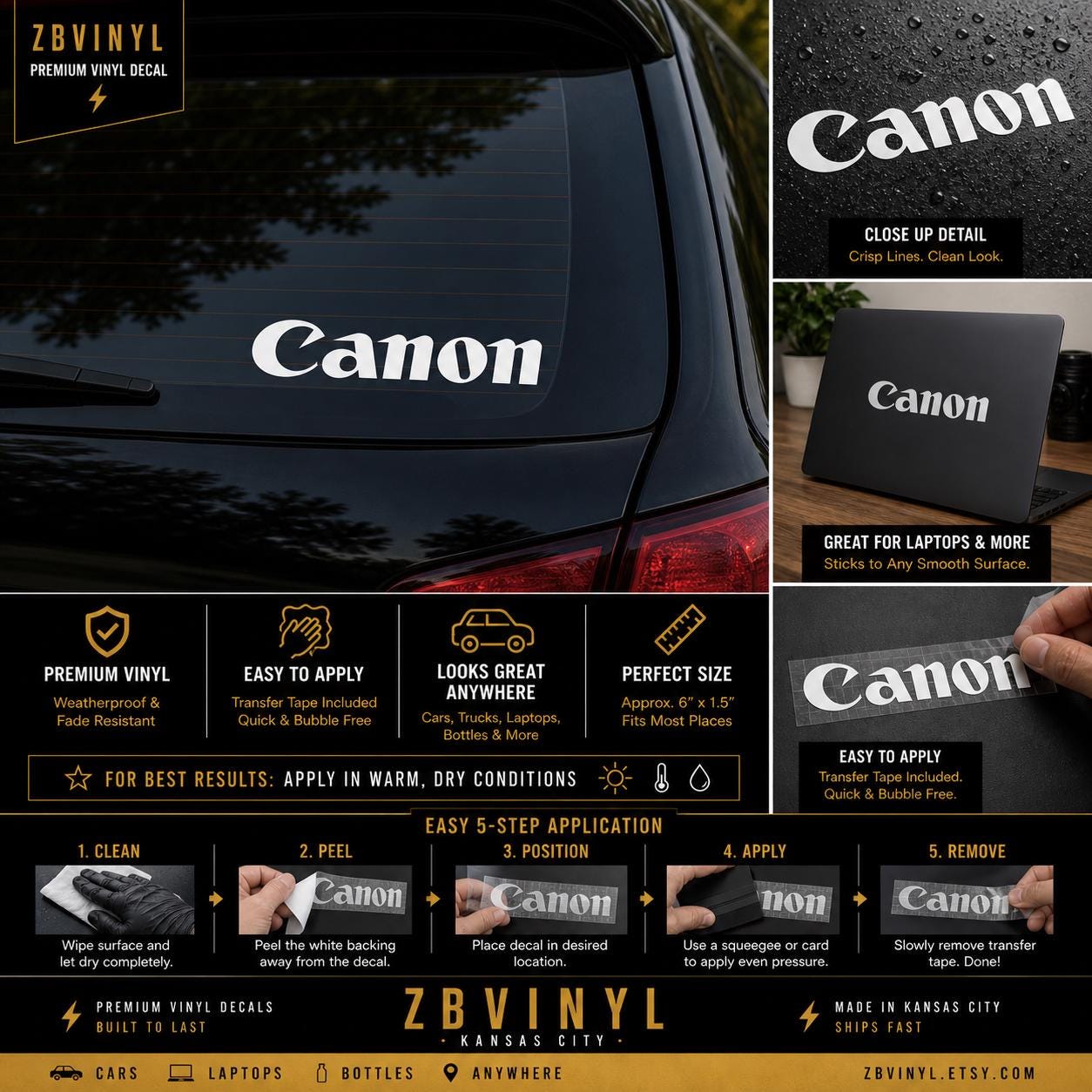Canon Camera Logo Vinyl Decal, Car Sticker Laptop Cup Tumbler Decal ...