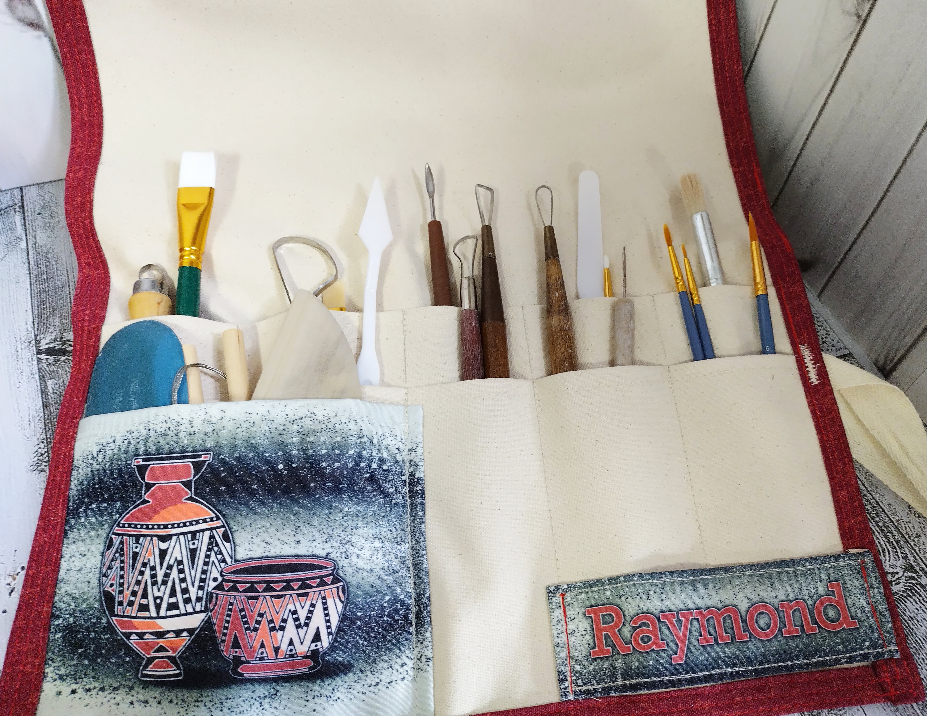 Ruby Red Premium Pottery Tool Bag, Roll up Artist Case, Pottery Tool  Storage, Paint Brush Storage 