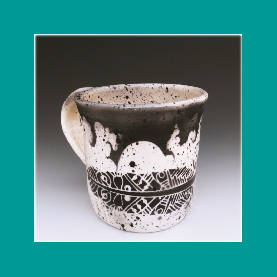 Feather Mug Tea Cup Hand Carved Wheel Thrown Pottery Etsy