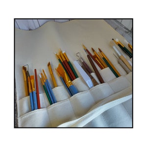 Roll Up Canvas Paint Brush Case For Artists