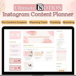 Notion Template Instagram Planner | Social Media Content Planner | Aesthetic Notion Content Planner Template for Influencer, Content Creator