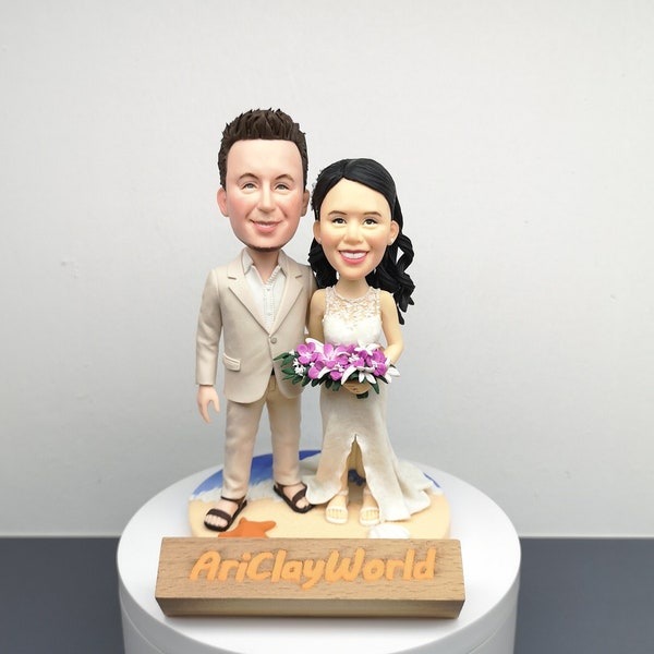 Personalized Beach Themed Wedding Cake Topper,Beach Themed Wedding Gfits,Wedding Gift For Couple,Beach Themed cake Topper,- A0089