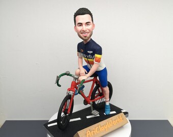 Personalisierte Radfahrer Geschenk: Polymer Clay Figur nach Maß