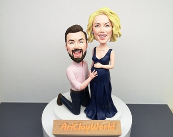 Regalo personalizado para embarazadas, regalo para mamá embarazada, regalo de embarazo, figura de pareja, cabezón para parejas, regalos para parejas, regalo para baby shower, regalo para esposa - A0064