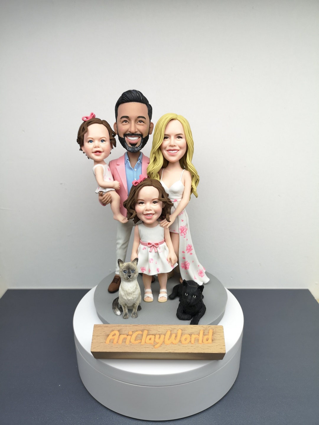 Family of Three Bobblehead - Custom Family Gift Figurine main image 0