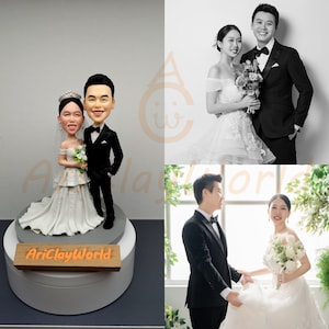 Custom Wedding Cake Topper Bobblehead: Personalized Bride and Groom Figurine