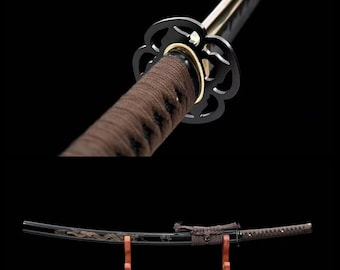 Handmade Katana Sword - Hand Forged Spring Steel - Brown Dragon Saya Brown Handle - Battle Ready Samurai Sword - Gift Birthday - Decoration