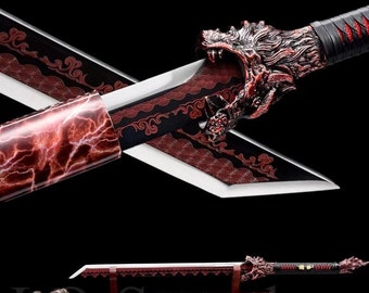 Handmade Katana Wakizashi - Dragon Tsuba - Hand Forged T10 Steel Katana - Sword Real Sharp Battle Ready Samurai Sword
