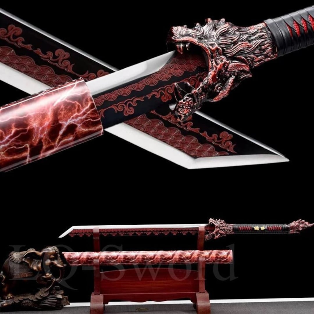 Handmade Katana Wakizashi Dragon Tsuba Hand T10 Steel Katana