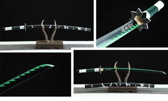 Katana japonesa hecha a mano Espada Samurai Espadas de anime real Acero  afilado 1045 de alto carbono Vaina negra Hoja asada verde / negra -   México
