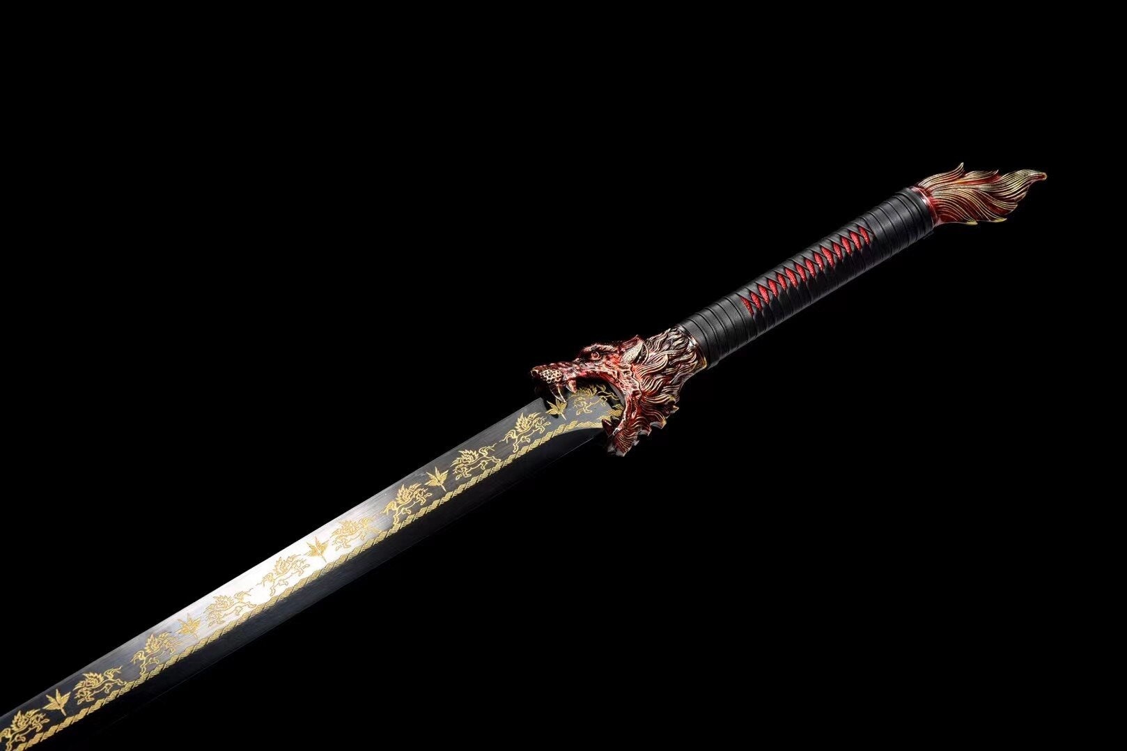Espada Katana Espada ancha Espada forjada a mano Hoja de acero real Espada  Katana Samurai lista para la batalla Llama Wolf Tsuba -  México