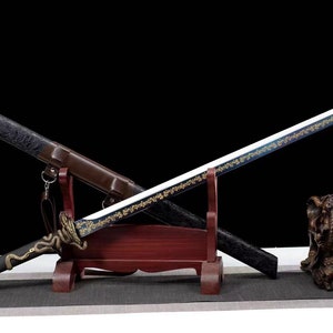 Hand Forged T10 Steel Snake Tsuba Broadsword Sword Real Battle Ready Samurai Dao Style Sword image 9