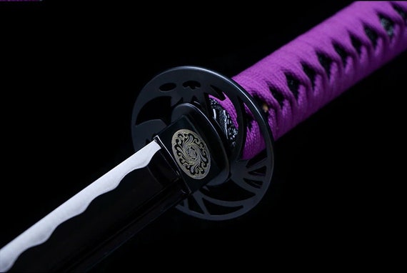 Deep Purple Color Handmade Katana 1045 High Carbon Steel Sharp