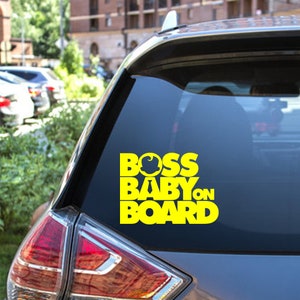 Naklejki Baby Boss on Board - Szyba przednia - Dziecko - Uwaga - Naklejki samochodowe - Naklejki dla dzieci - Wysoka jakość - Wodoodporne - Naklejki winylowe