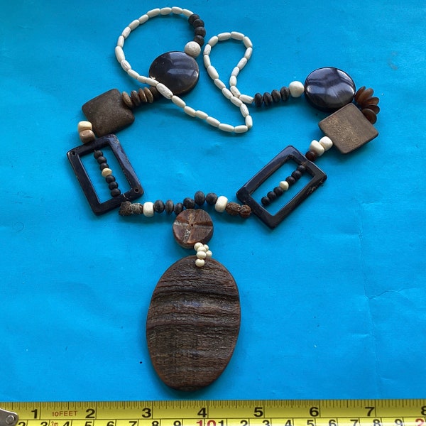 Muslim necklace horn of carabao  pendant Philippines Pinoy Filipino  hand made beads