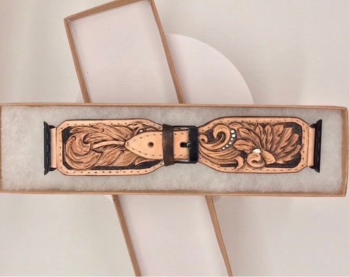 Hand Tooled Leather Watch Band - Etsy