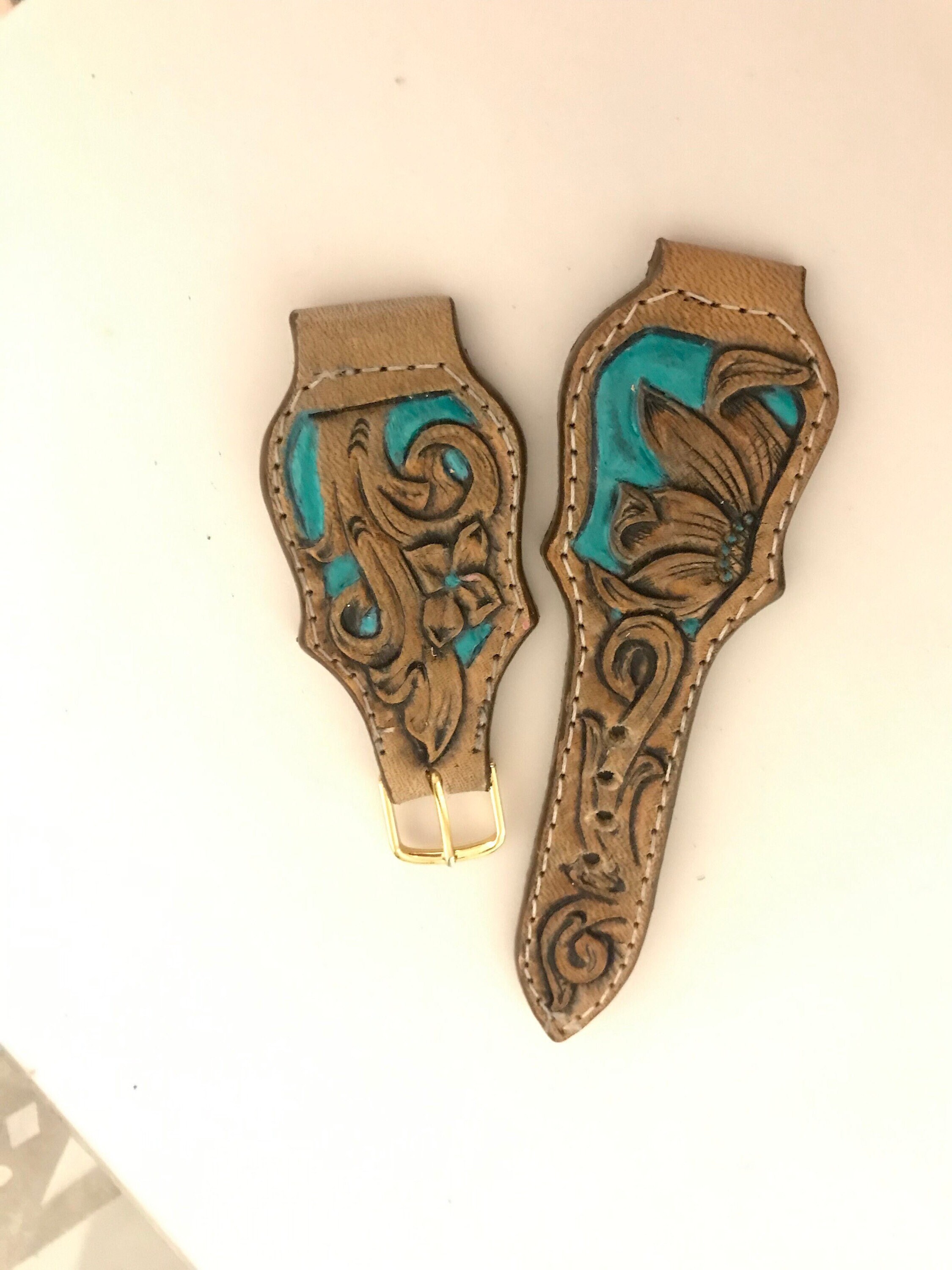 Hand Tooled Leather Watch Band - Etsy