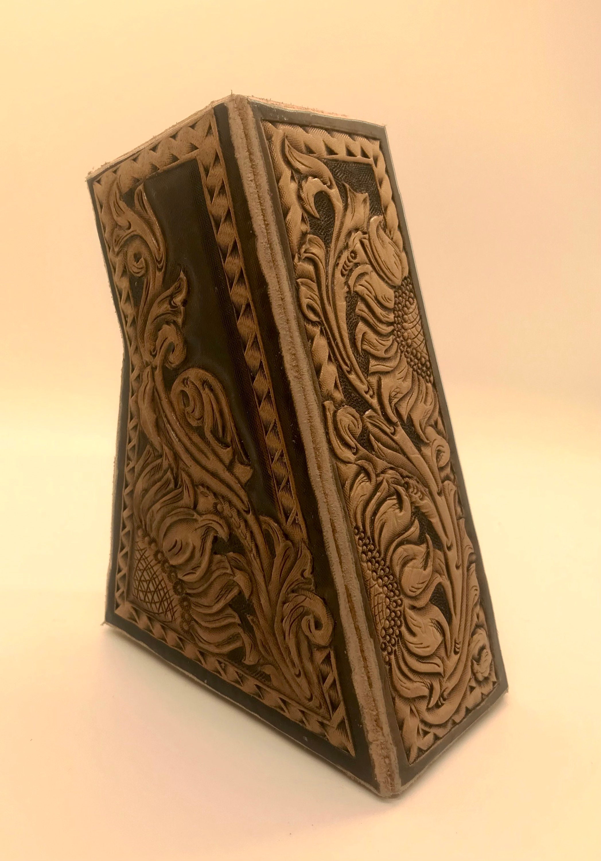 Hand Tooled Leather Knife Block Etsy