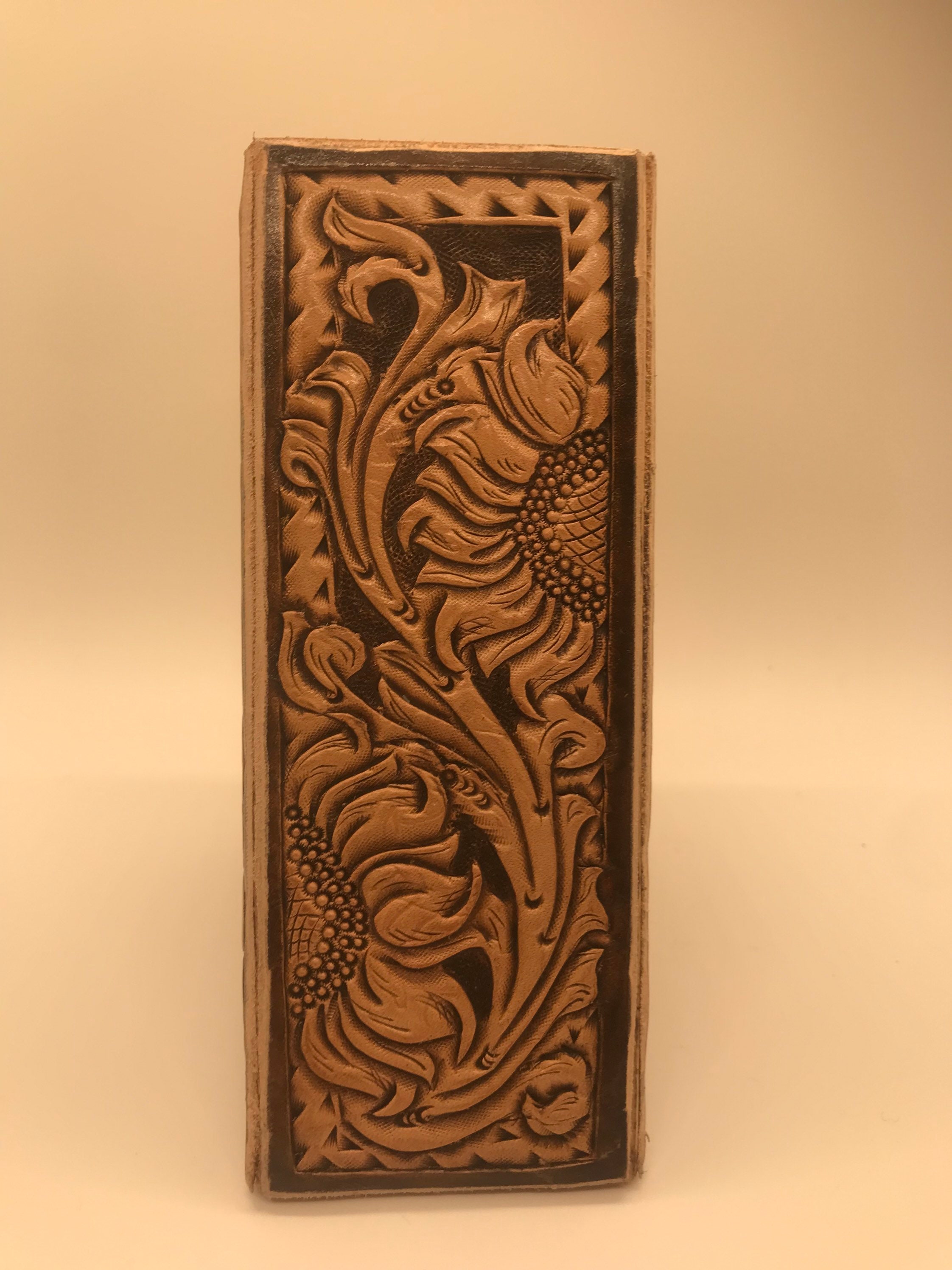 Hand Tooled Leather Knife Block Etsy